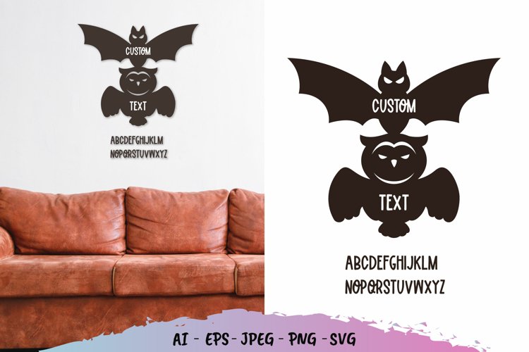 Flying Bat and Owl Custom Text Wall Decoration