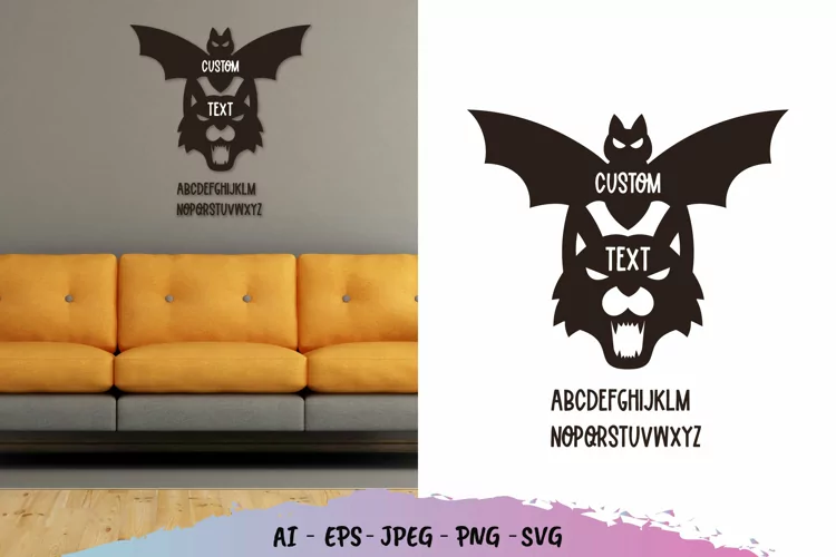 Flying Bat and Beast Custom Text Wall Decoration