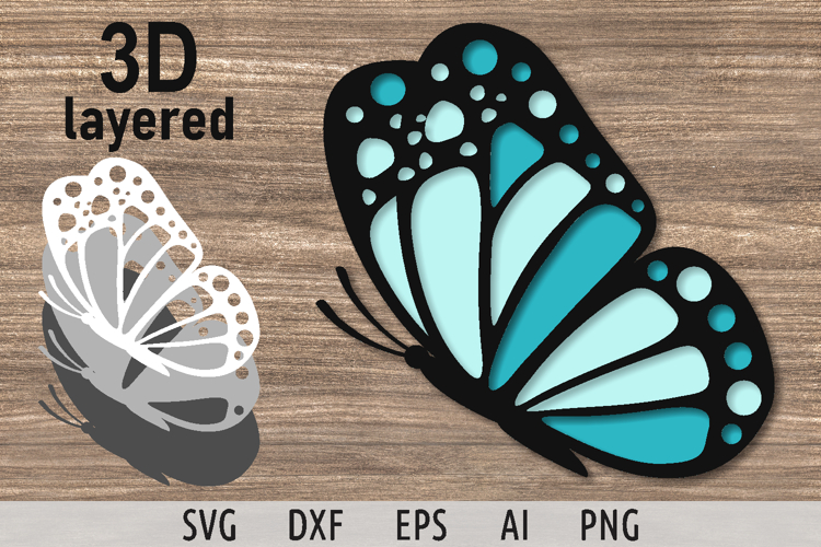 Flying butterfly svg Layered butterfly cut file 3d svg