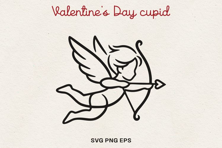 Valentine’s Day Cupid Illustration|Cute Love Angel Line Art.