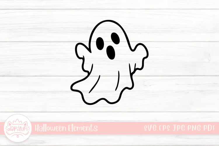 flying ghost doodle halloween element