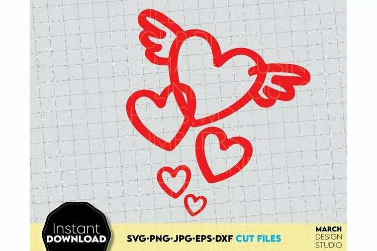 Valentine Day Heart SVG | Flying Hearts SVG | Valentine PNG