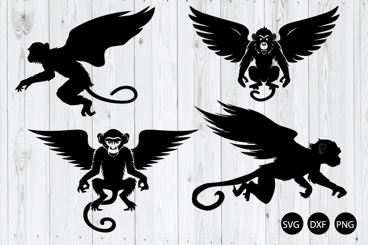Flying Monkey SVG, Monkey Silhouette SVG, Wizard of Oz SVG