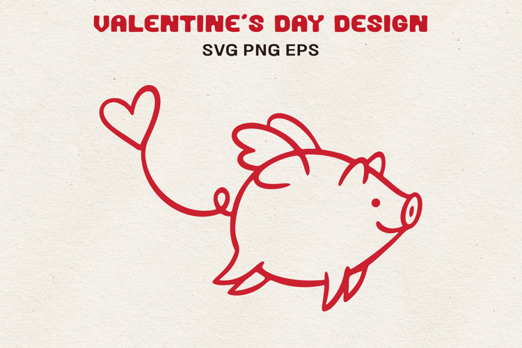 Flying Pig with Heart Tail Cute Love SVG