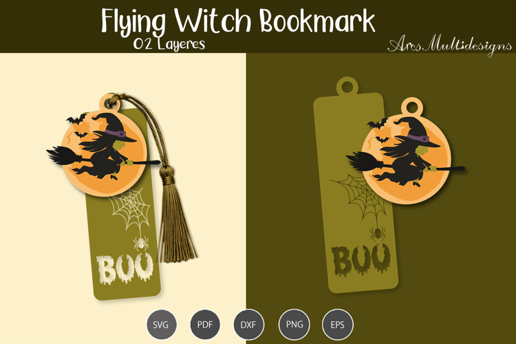 Flying Witch Bookmark SVG