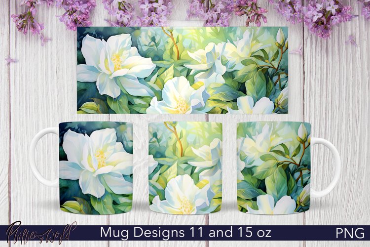Floral Mug Wrap | Watercolor Meadow | White