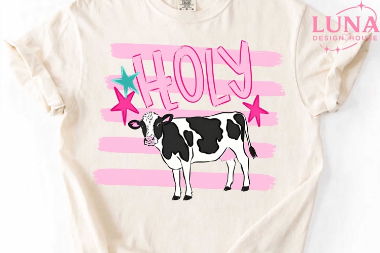 Holy Cow Funny Quote PNG, Cute Cow Clipart, Farm Animal PNG