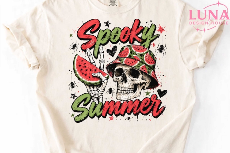 Spooky Summer Skull Watermelon PNG, Skeleton Summer PNG