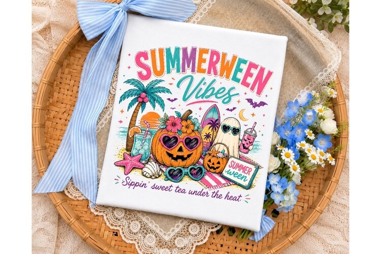 Summerween Vibes PNG Sublimation Shirt example image 1