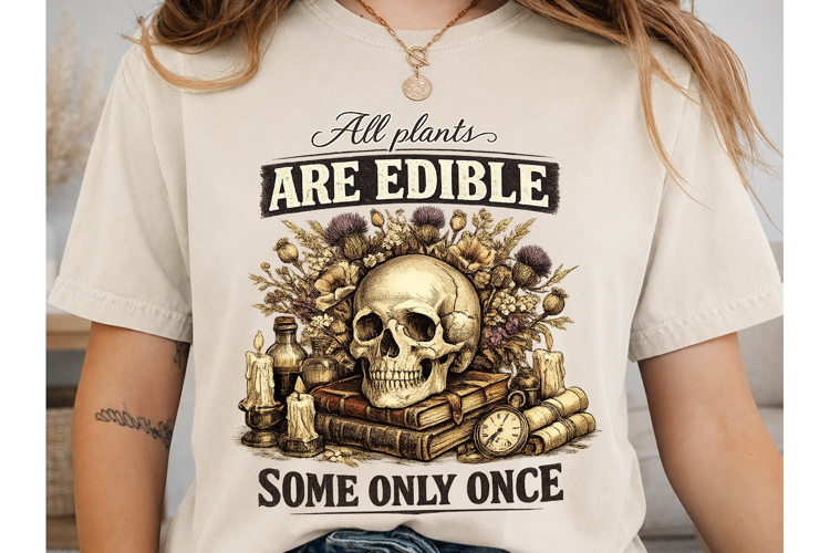 All Plants Edible Skull PNG Shirt Design