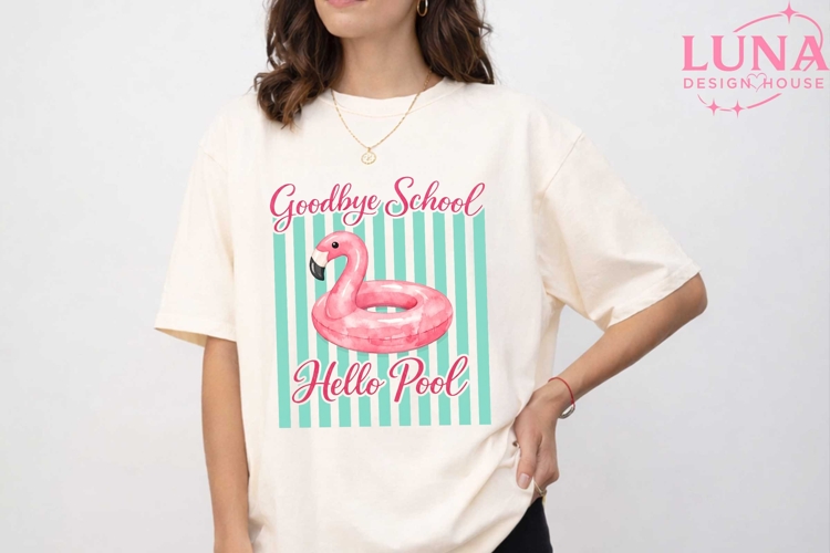 Goodbye School Hello Pool PNG, Flamingo Pool Float PNG, Summ