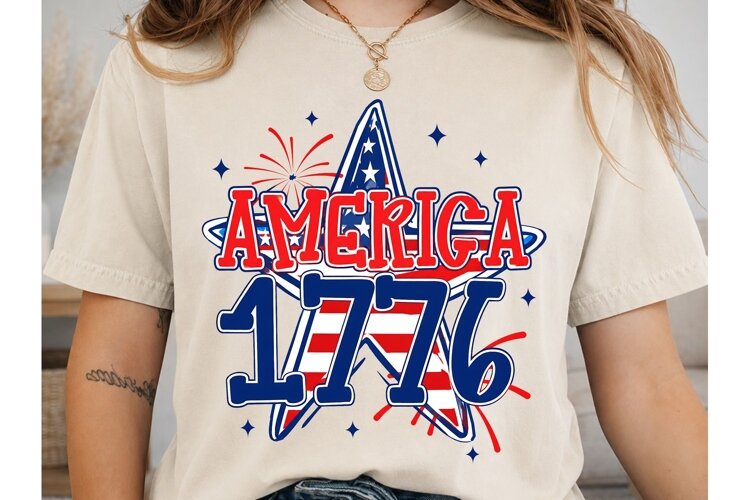 America 1776 Retro PNG Shirt Design example image 1