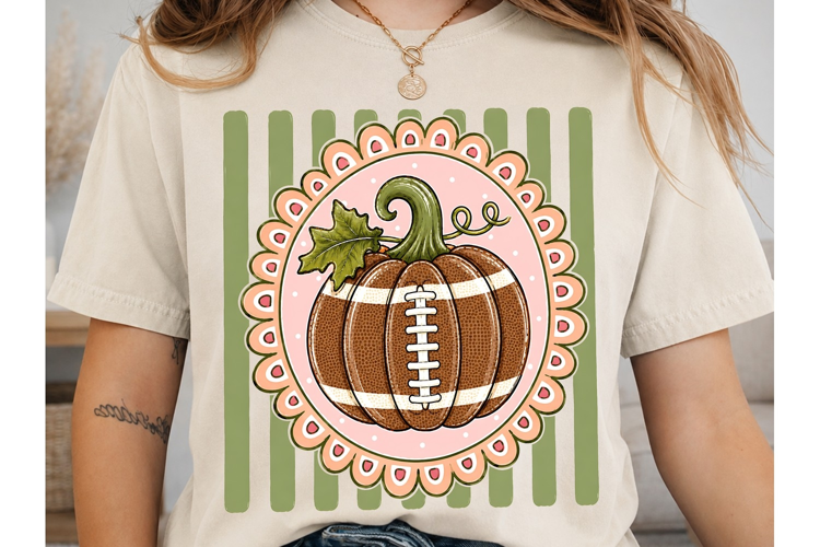 Football Pumpkin PNG Sublimation Shirt D