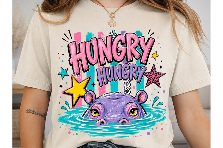 Hungry Hippo PNG Sublimation Shirt Desig