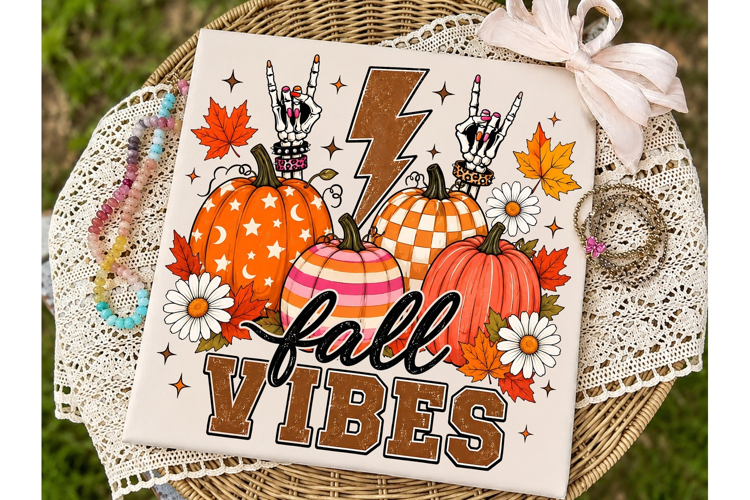 Fall Vibes Pumpkin Lightning PNG Shirt