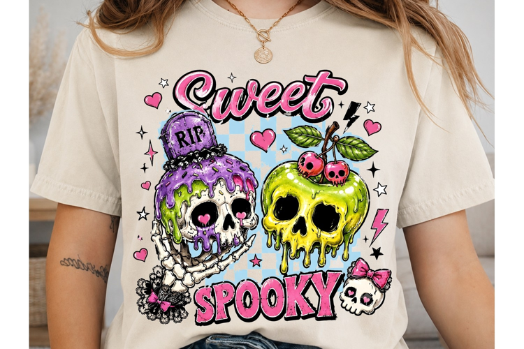 Sweet Spooky Skull PNG Sublimation Desig
