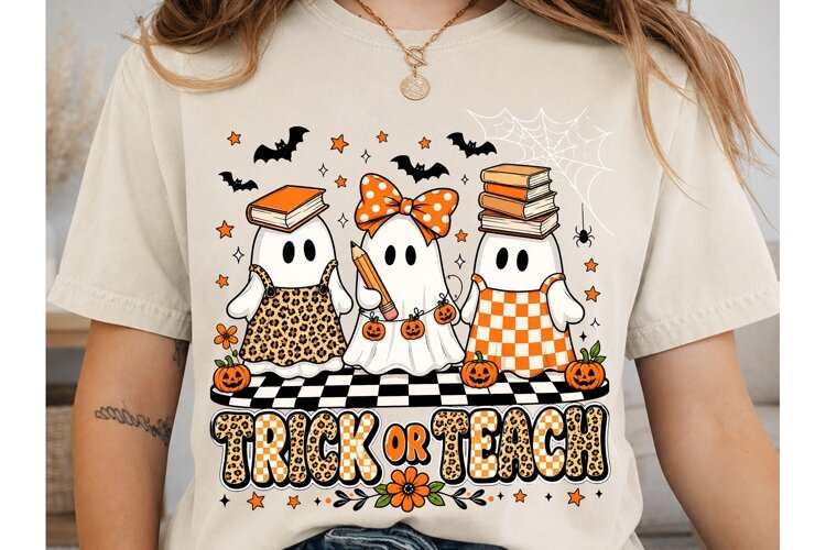 Trick or Treat Ghosts PNG Sublimation De example image 1