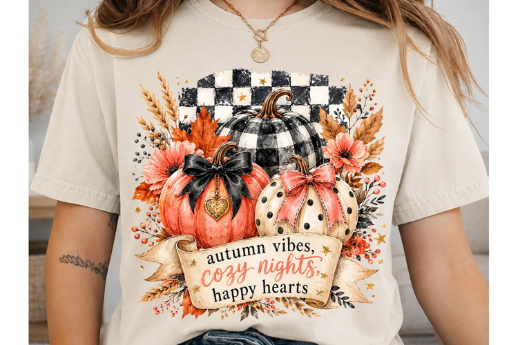 Autumn Vibes Pumpkin PNG Shirt Design