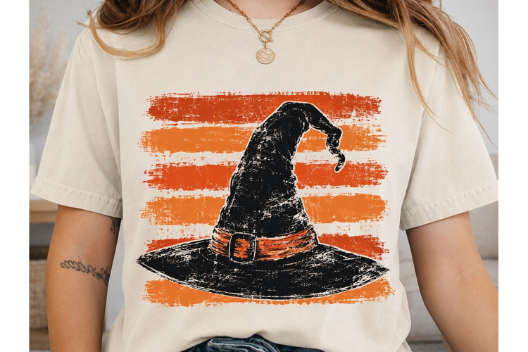 Witch Hat Orange Stripes PNG Shirt Desig