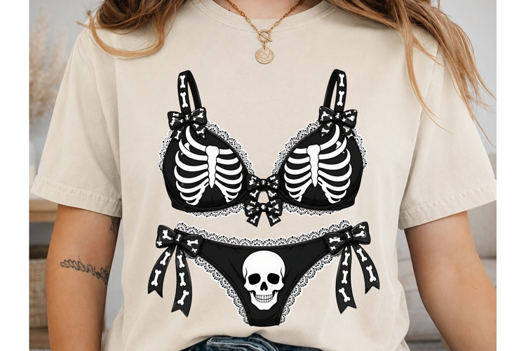 Skeleton Lingerie PNG Sublimation Shirt