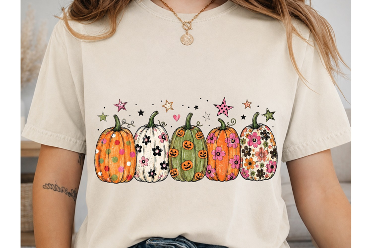 Floral Pumpkins PNG Sublimation Shirt De
