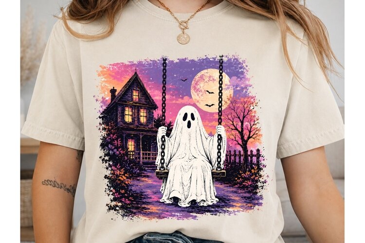 Haunted Ghost Swing PNG Sublimation Desi example image 1