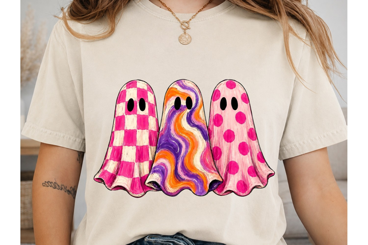 Colorful Ghosts PNG Sublimation Shirt De
