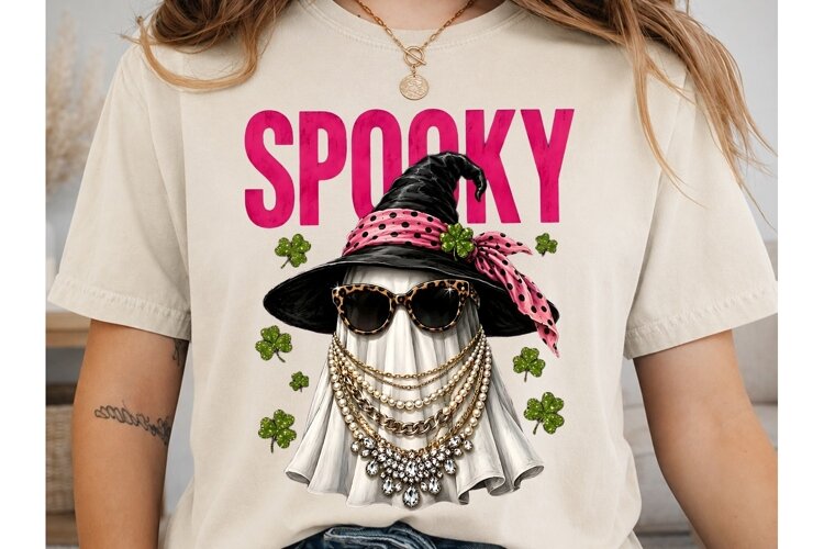 Spooky Ghost PNG Sublimation Shirt Desig example image 1