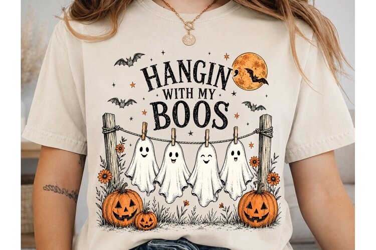 Hanging With My Boos Halloween PNG Shirt example image 1