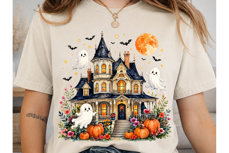 Haunted House Ghost PNG Sublimation Shir