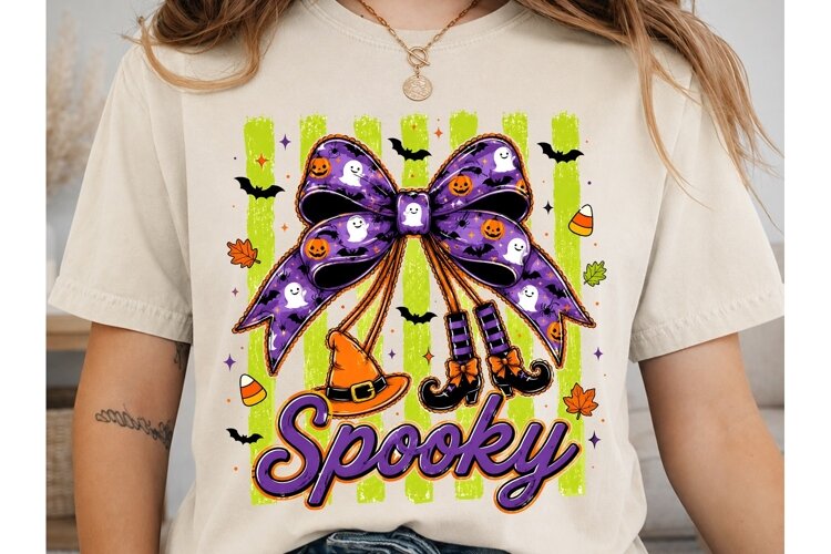 Spooky Halloween Bow PNG Sublimation Des example image 1