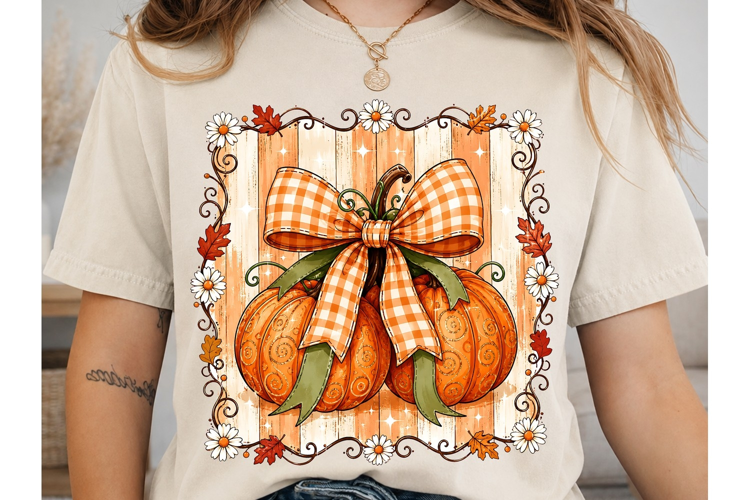 Fall Pumpkin Bow PNG Sublimation Design
