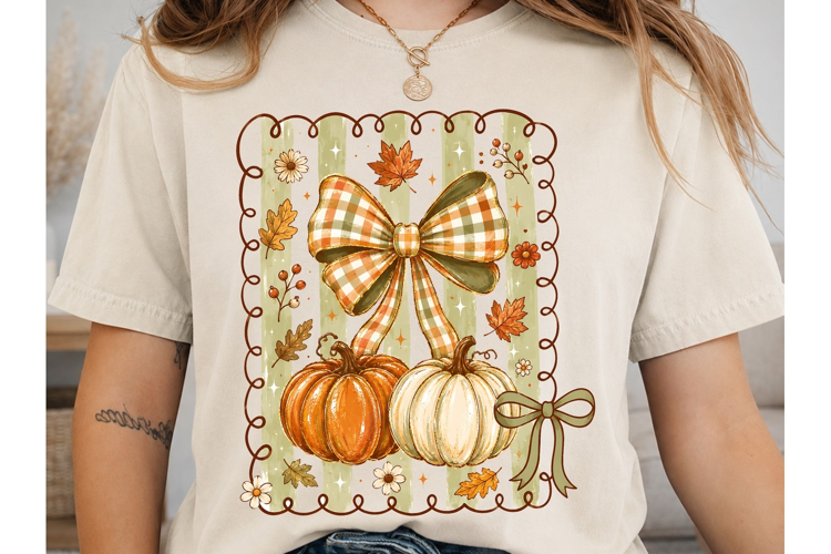 Fall Pumpkin Bow PNG Sublimation Design