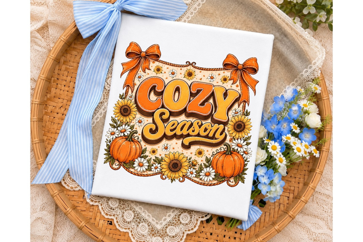 Cozy Season Pumpkin Sunflower PNG Shirt