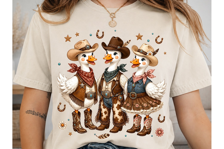 Cowboy Ducks PNG Sublimation Shirt Desig