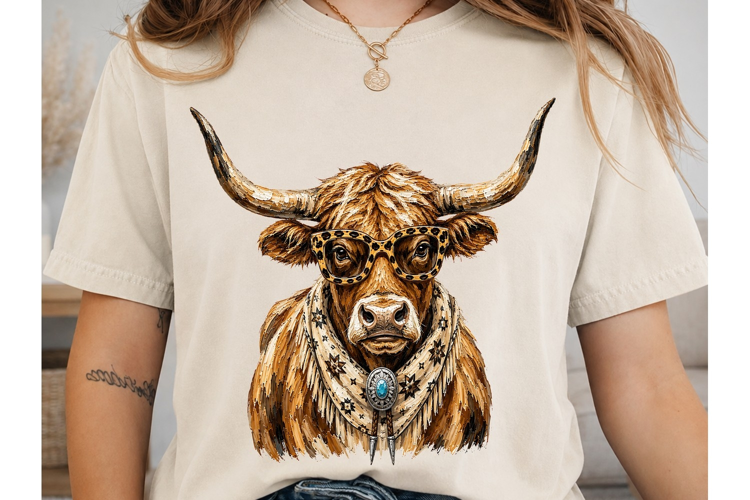 Boho Bull PNG Sublimation Shirt Design