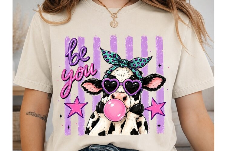 Be You Cow Bubble Gum PNG Sublimation example image 1