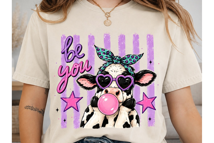 Be You Cow Bubble Gum PNG Sublimation