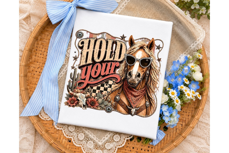 Hold Your Horses Western PNG Shirt Desig