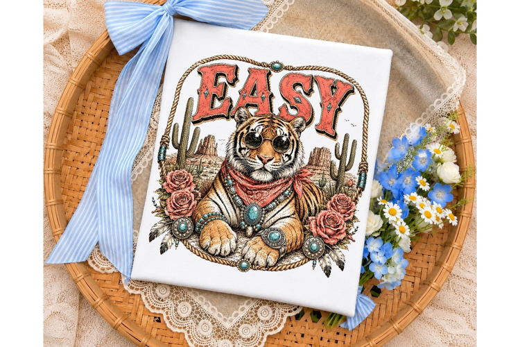 Easy Tiger Western PNG Sublimation Desig