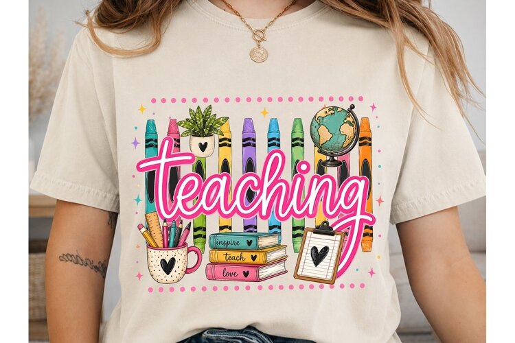 Teaching Heart PNG Sublimation Shirt Des example image 1
