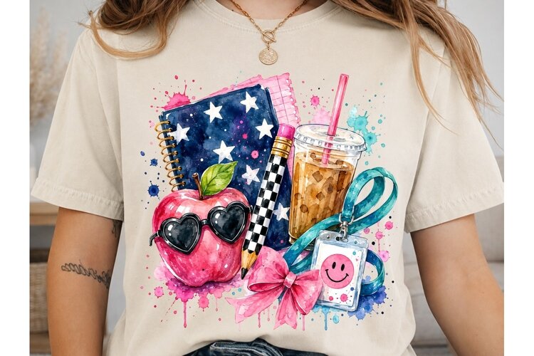 Back to School Vibes PNG Sublimation Shi example image 1