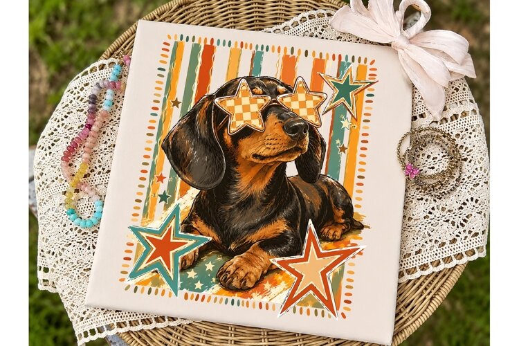Cool Dachshund Star Sunglasses PNG Shirt example image 1