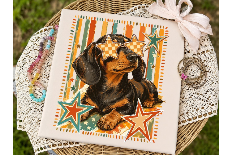Cool Dachshund Star Sunglasses PNG Shirt
