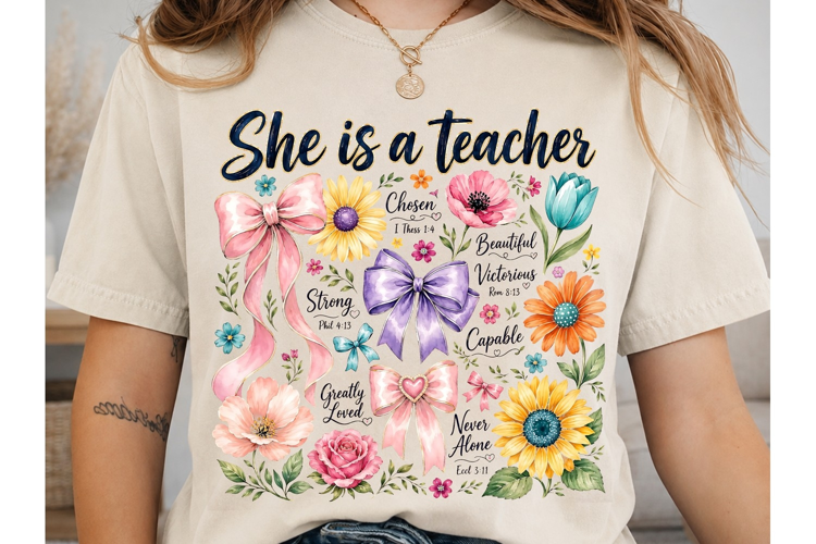 She is a Teacher PNG Sublimation Design