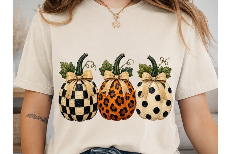 Patterned Pumpkins PNG Shirt Design example image 1