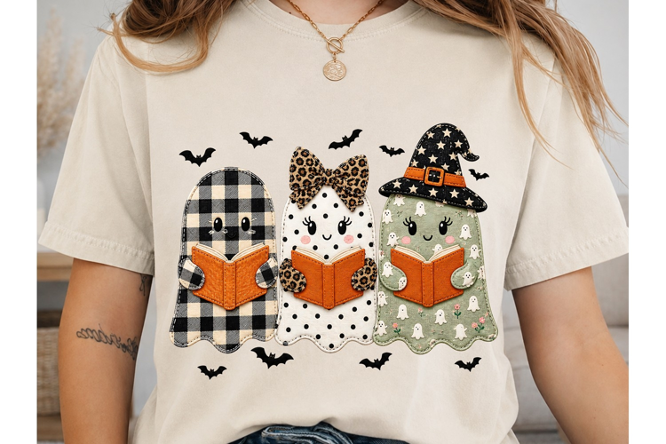 Reading Ghosts Halloween PNG Shirt Desig