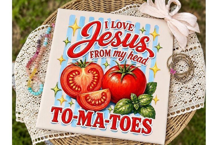 I Love Jesus Tomatoes PNG Sublimation example image 1