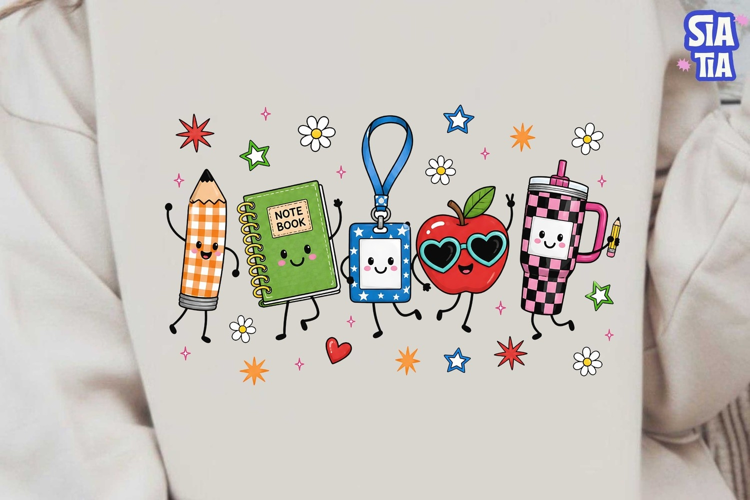 Cute School Supplies Characters PNG