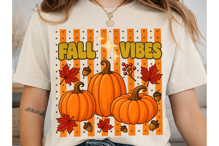 Fall Vibes Pumpkin PNG Shirt Design